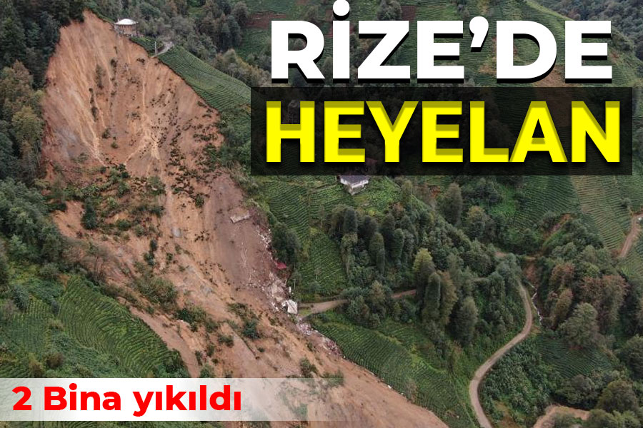 Rize'de heyelan! 2 Bina yıkıldı