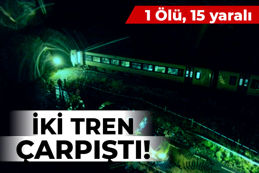 İki tren çarpıştı! 1 Ölü, 15 yaralı