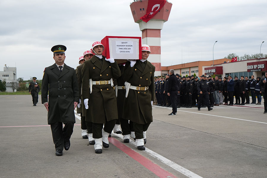 Şehit Kander Babür'ün naaşı memleketi Samsun'a getirildi