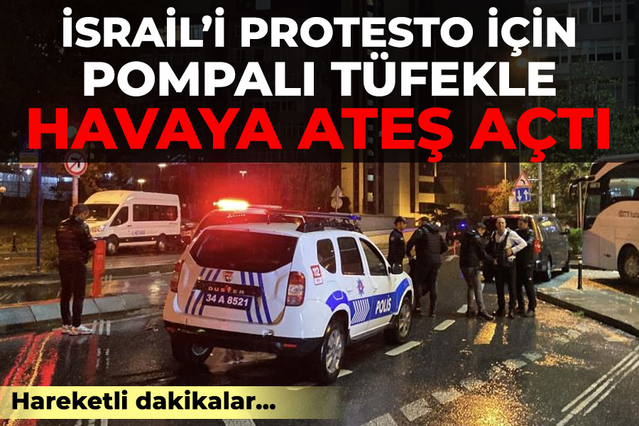 İsrail'i protesto için pompalı tüfekle havaya ateş açtı