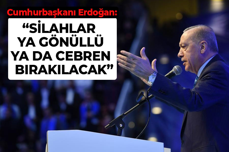 Erdoğan: 'Silahlar ya gönüllü ya da cebren bırakılacak'